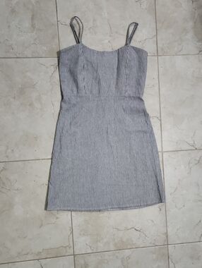 Striped Navy and White Spaghetti Strap Dress By BRANDY MELVILLE